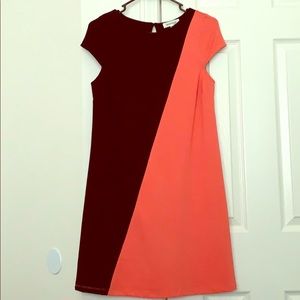 Monteau Dress //half black half pink-ish peach